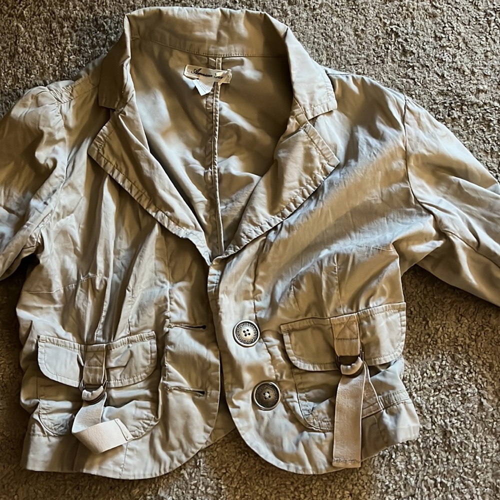 Jungle Lara Croft steampunk cropped jacket bolero parachute S American Rag